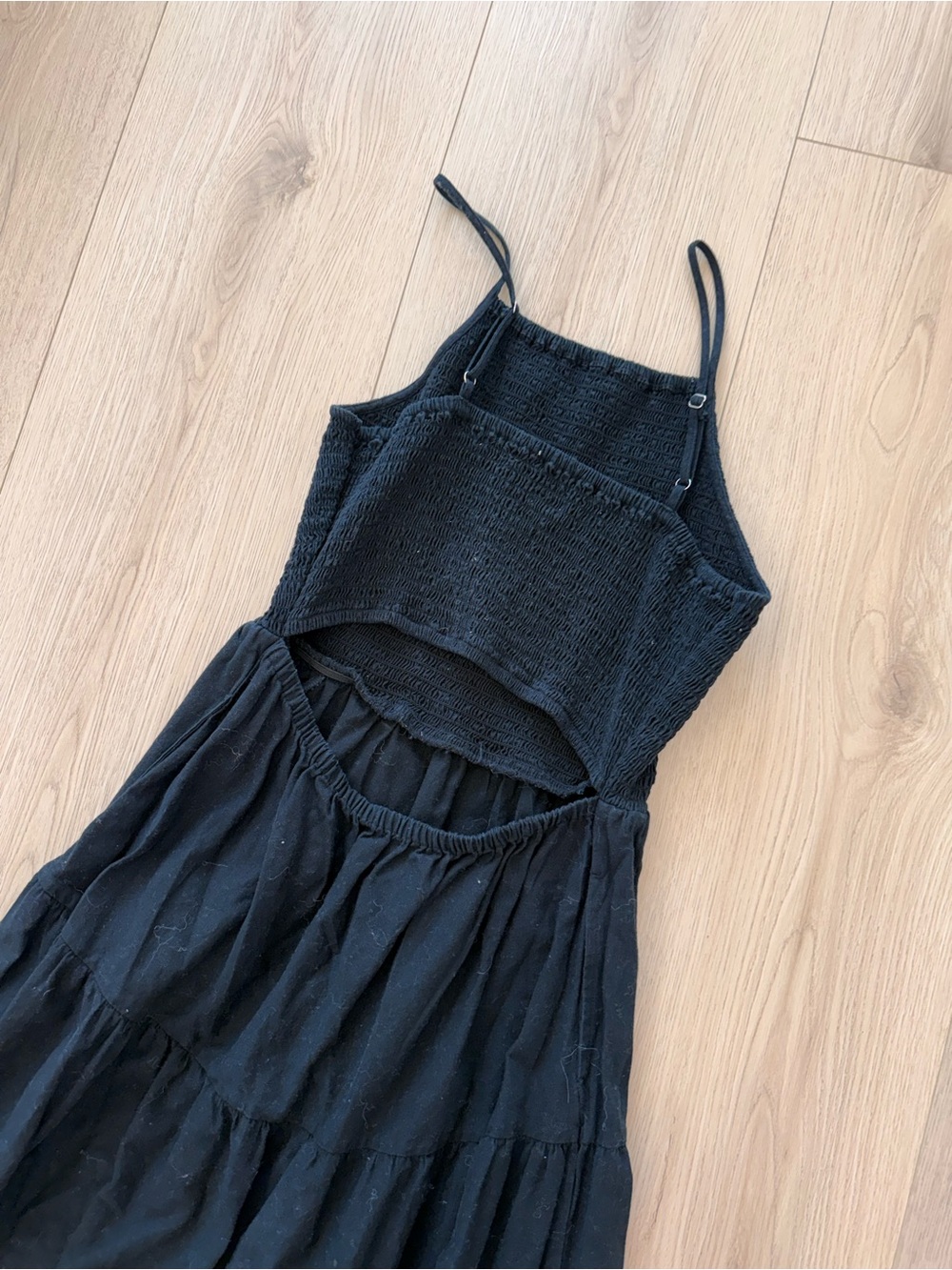 a new day Black Tiered Maxi Dress with Smocked Bodice women’s summer - Picture 6 of 6